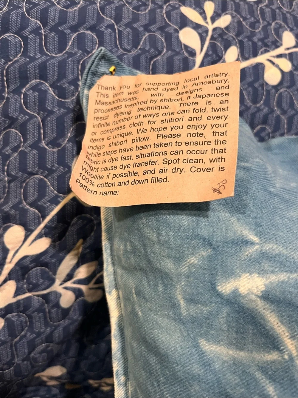 Artisan-made Indigo Shibori-Dyed Decorative Throw Pillow